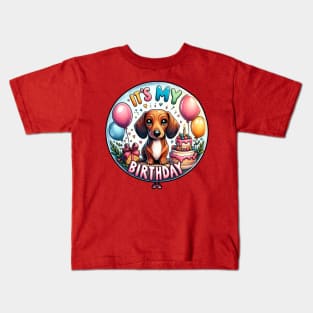 It's My Birthday Doxie Puppy Kids T-Shirt